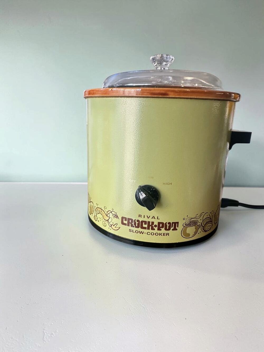 Vintage 1970s Rival Crock-Pot 3100/2 Avocado Green 3.5 Qt Glass Lid